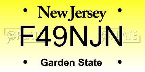 F49NJN New Jersey License Plate