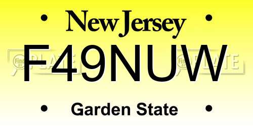 F49NUW New Jersey License Plate
