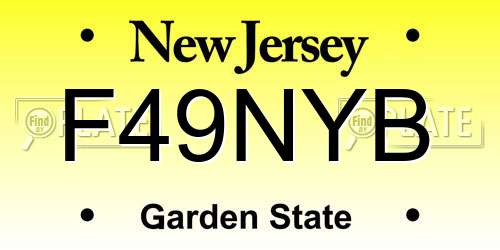 F49NYB New Jersey License Plate