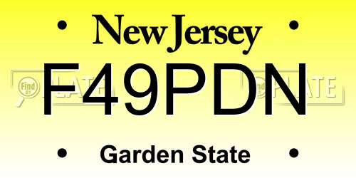 F49PDN New Jersey License Plate