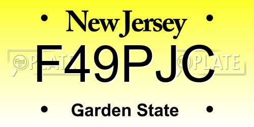 F49PJC New Jersey License Plate