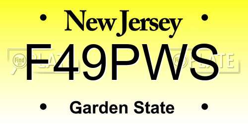 F49PWS New Jersey License Plate
