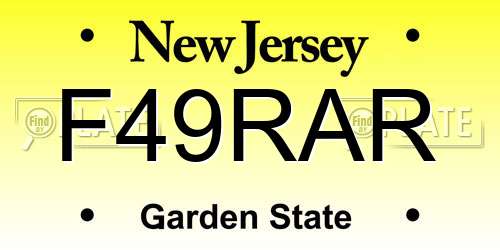 F49RAR New Jersey License Plate