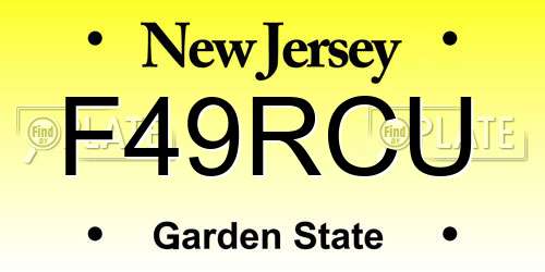 F49RCU New Jersey License Plate