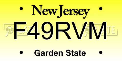 F49RVM New Jersey License Plate