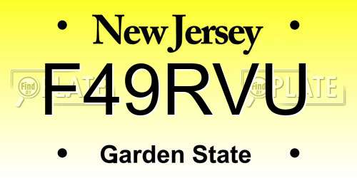 F49RVU New Jersey License Plate