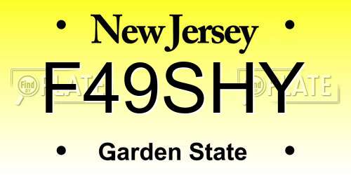 F49SHY New Jersey License Plate