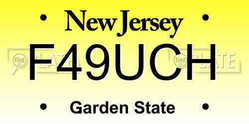 F49UCH New Jersey License Plate
