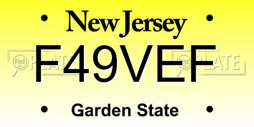 F49VEF New Jersey License Plate