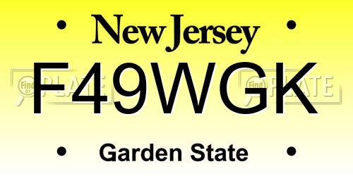 F49WGK New Jersey License Plate