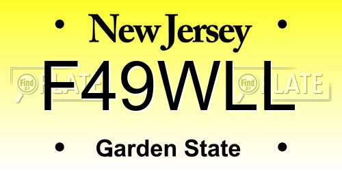 F49WLL New Jersey License Plate