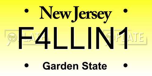 F4LLIN1 New Jersey License Plate