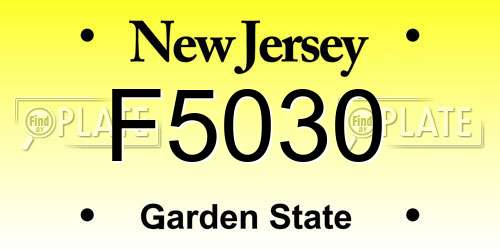 F5030 New Jersey License Plate