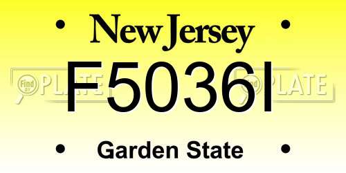 F5036I New Jersey License Plate