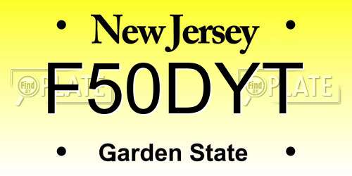 F50DYT New Jersey License Plate