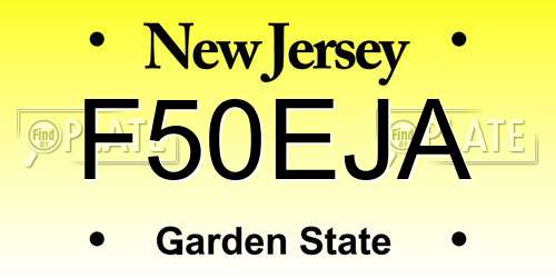 F50EJA New Jersey License Plate