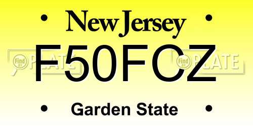 F50FCZ New Jersey License Plate