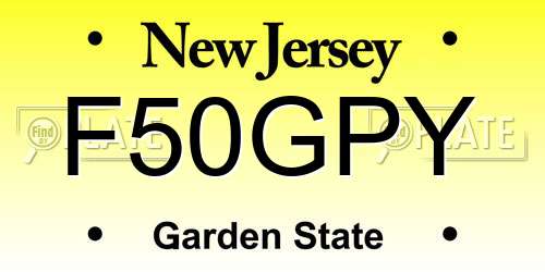 F50GPY New Jersey License Plate