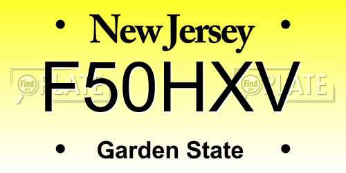 F50HXV New Jersey License Plate