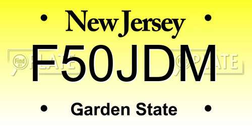 F50JDM New Jersey License Plate