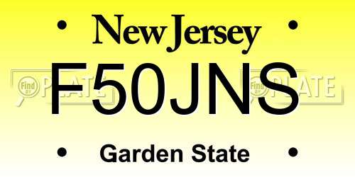 F50JNS New Jersey License Plate