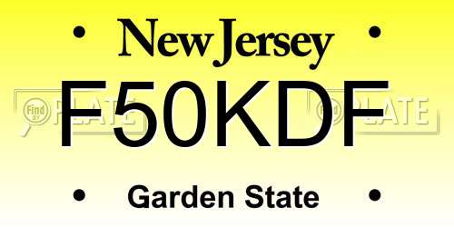 F50KDF New Jersey License Plate