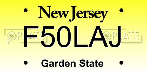 F50LAJ New Jersey License Plate