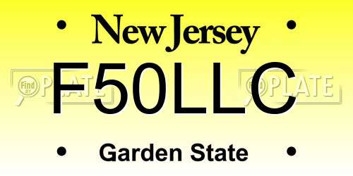 F50LLC New Jersey License Plate