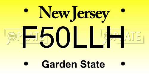 F50LLH New Jersey License Plate