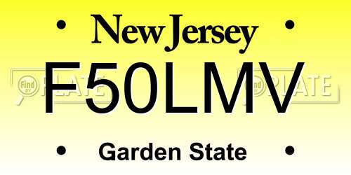 F50LMV New Jersey License Plate