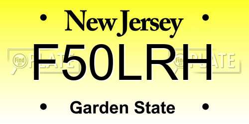 F50LRH New Jersey License Plate