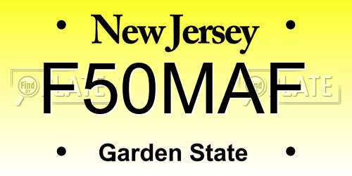 F50MAF New Jersey License Plate