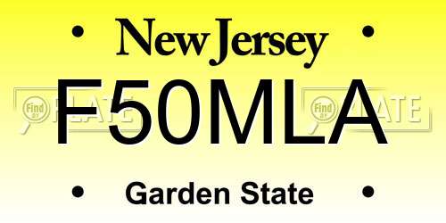 F50MLA New Jersey License Plate