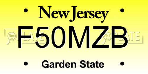 F50MZB New Jersey License Plate