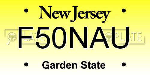 F50NAU New Jersey License Plate