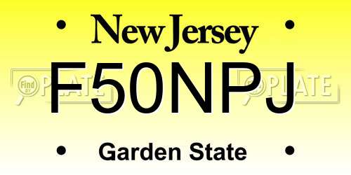 F50NPJ New Jersey License Plate