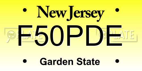 F50PDE New Jersey License Plate