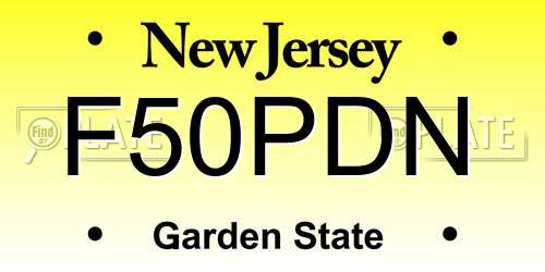 F50PDN New Jersey License Plate