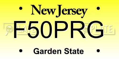 F50PRG New Jersey License Plate