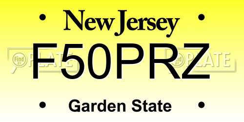 F50PRZ New Jersey License Plate