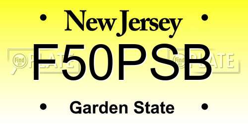 F50PSB New Jersey License Plate