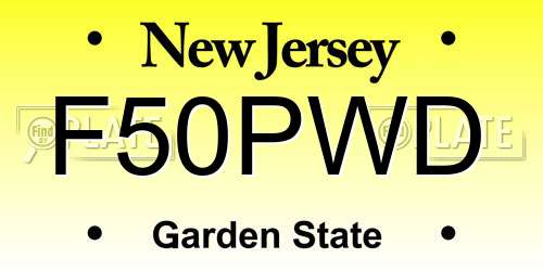 F50PWD New Jersey License Plate