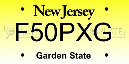 F50PXG New Jersey License Plate