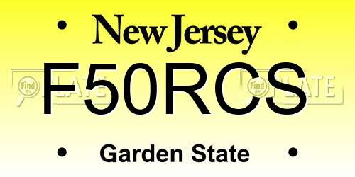 F50RCS New Jersey License Plate