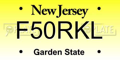 F50RKL New Jersey License Plate