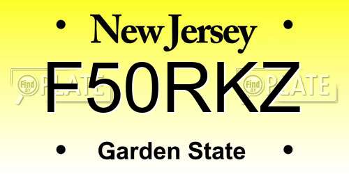 F50RKZ New Jersey License Plate