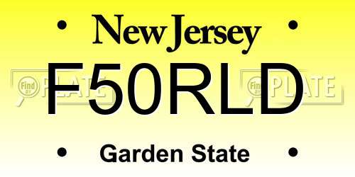 F50RLD New Jersey License Plate