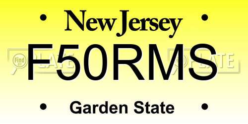 F50RMS New Jersey License Plate