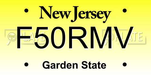 F50RMV New Jersey License Plate