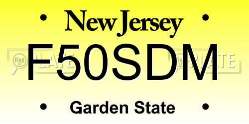 F50SDM New Jersey License Plate